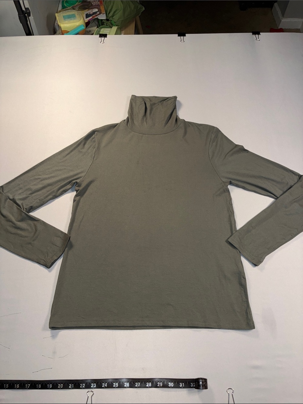 Zara Olive Green Turtleneck Long Sleeve Top Womens XL
